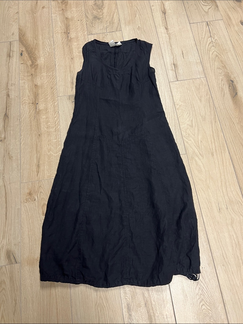 MaxMara Vintage Black Sleeveless Linen Maxi Dress